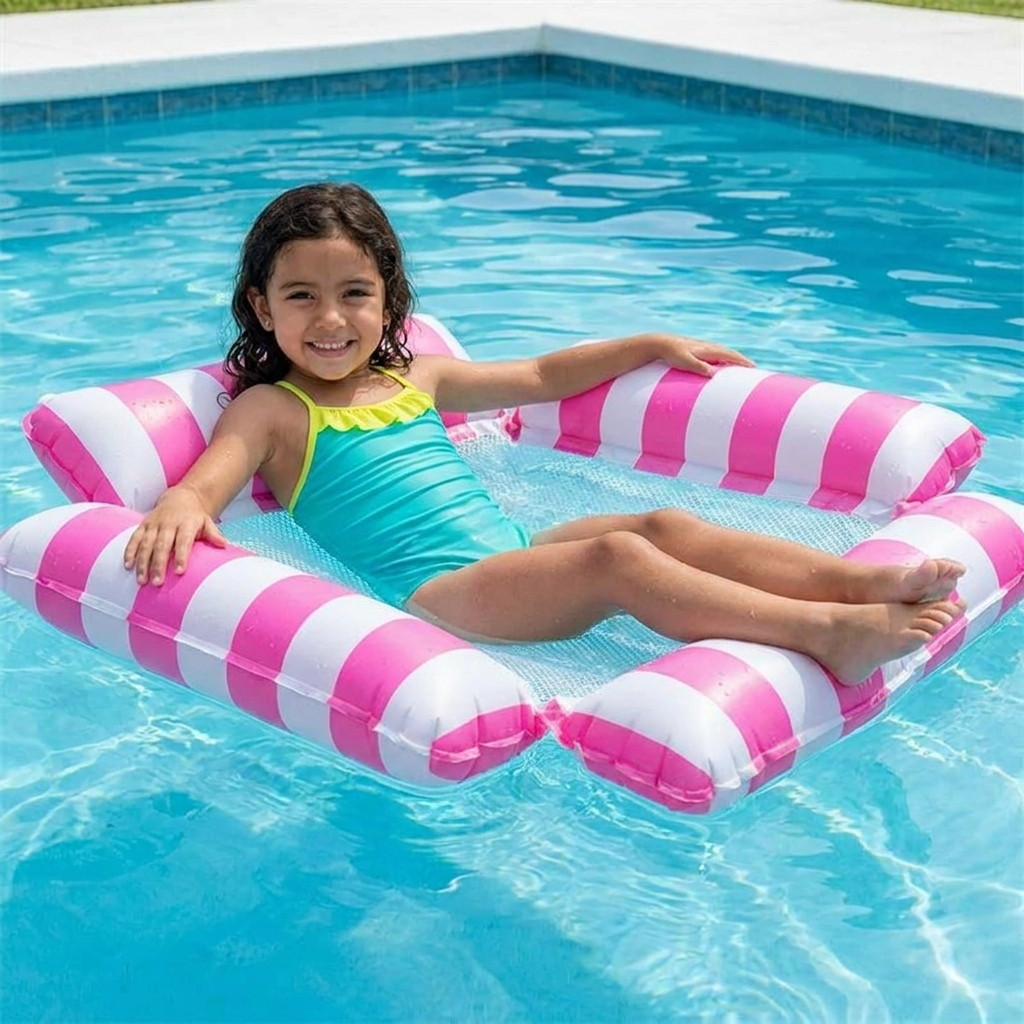 Kids' Inflatable Pool Seat – Mesh Surface Water Hammock & Balance Battle Game