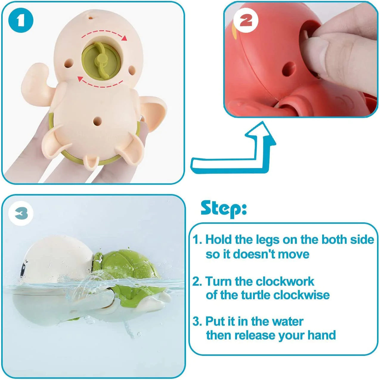 Turtle Bath Toys for Toddlers (3 Pack)
