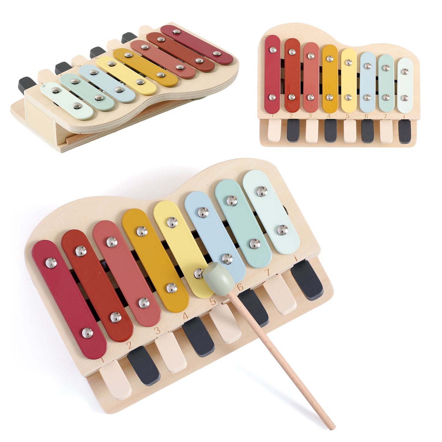 2-in-1 Wooden Xylophone & Piano for Toddlers