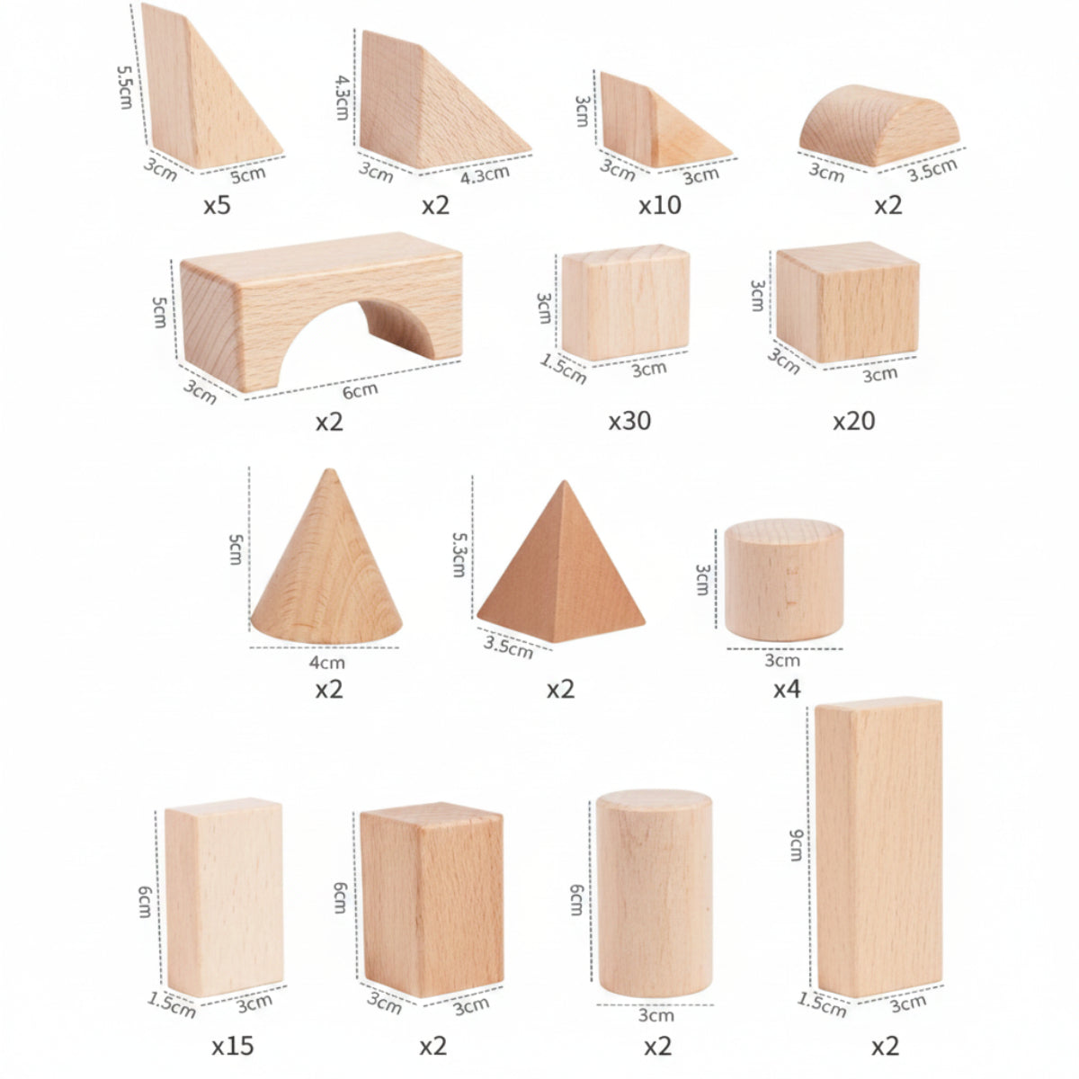 100-Piece Wooden Building Blocks Set for Creative Play