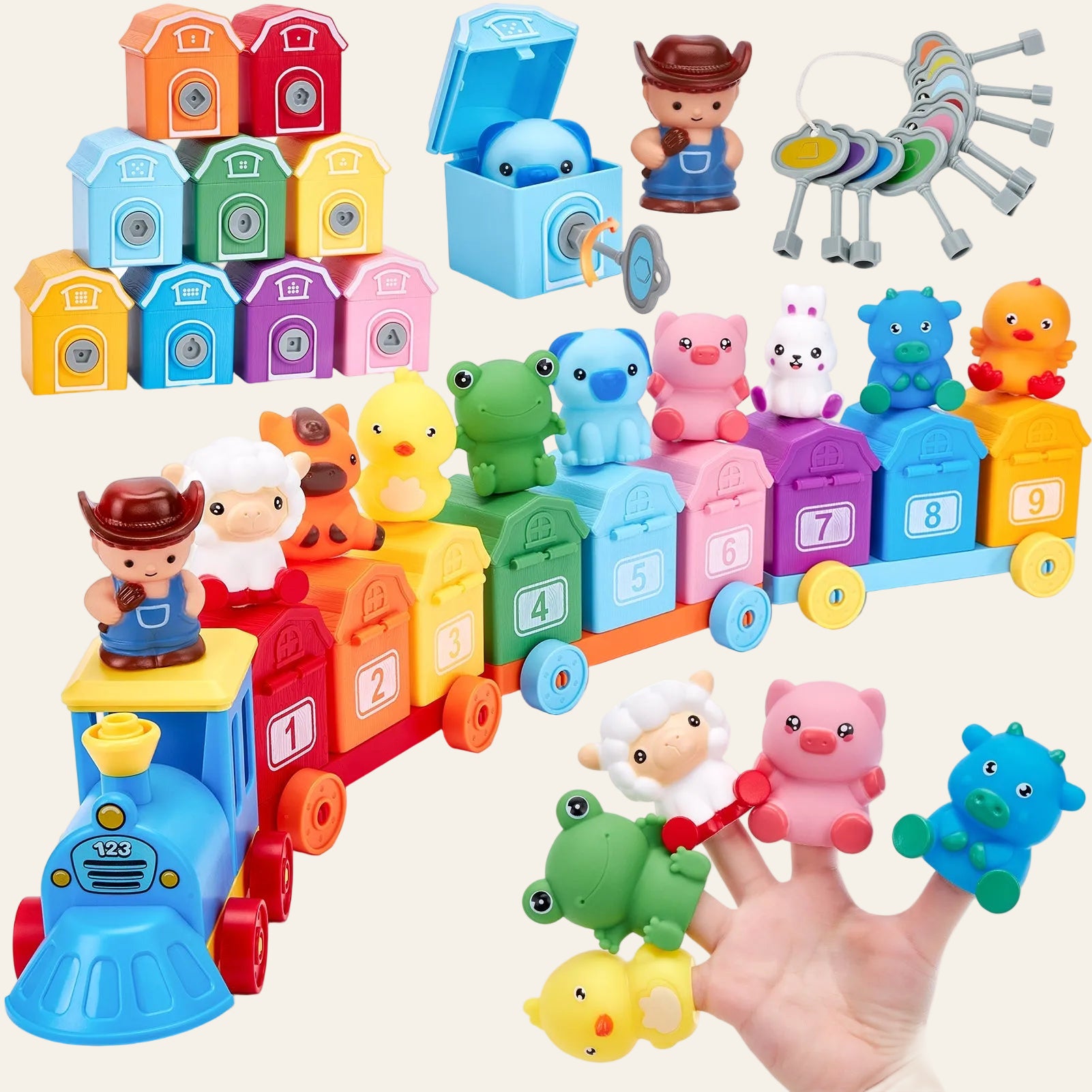 Montessori Train Set with Farm Animals
