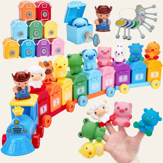Montessori Train Set with Farm Animals
