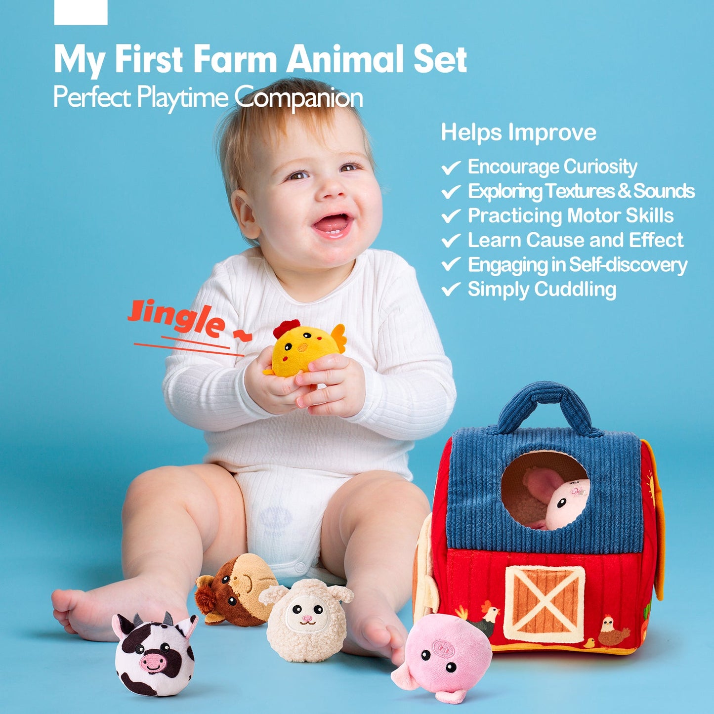 Montessori Farm Animal Soft Toy Set for Babies | 6–12 Months