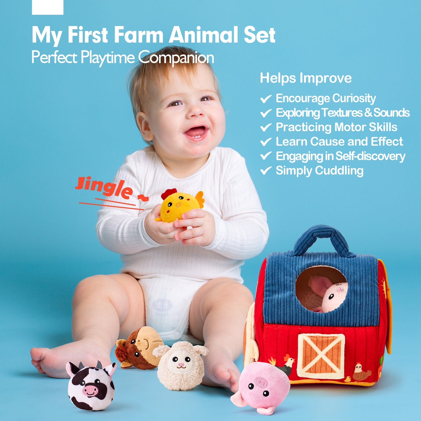 Montessori Farm Animal Soft Toy Set for Babies | 6–12 Months
