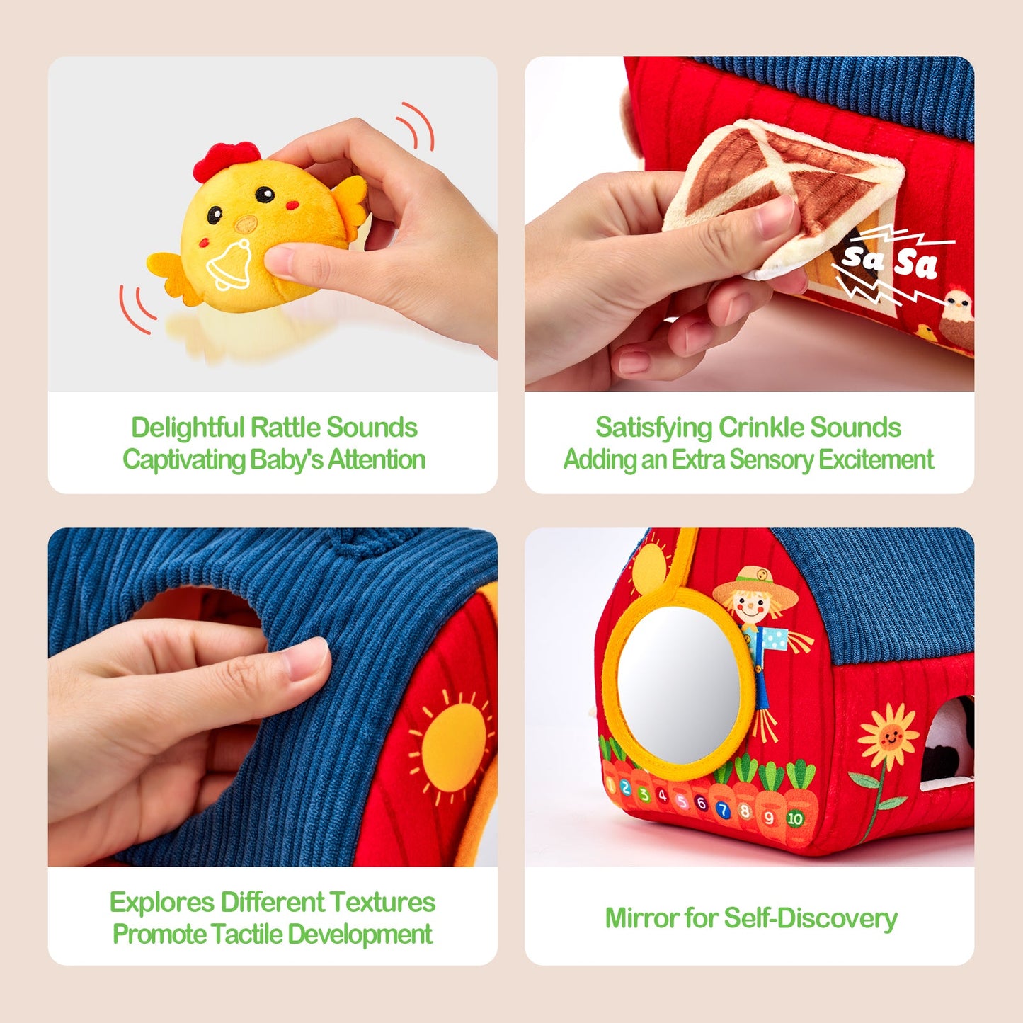 Montessori Farm Animal Soft Toy Set for Babies | 6–12 Months