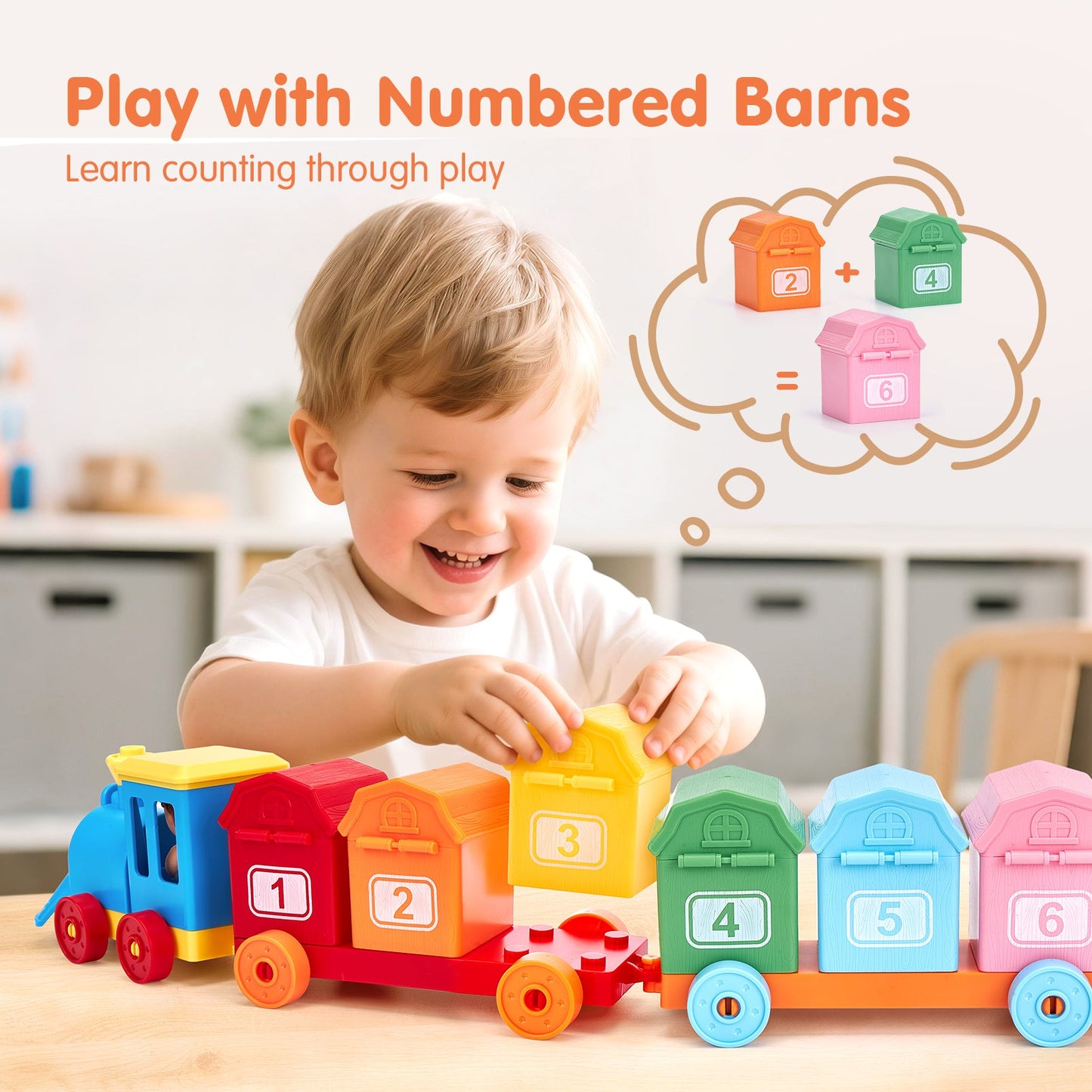 Montessori Train Set with Farm Animals