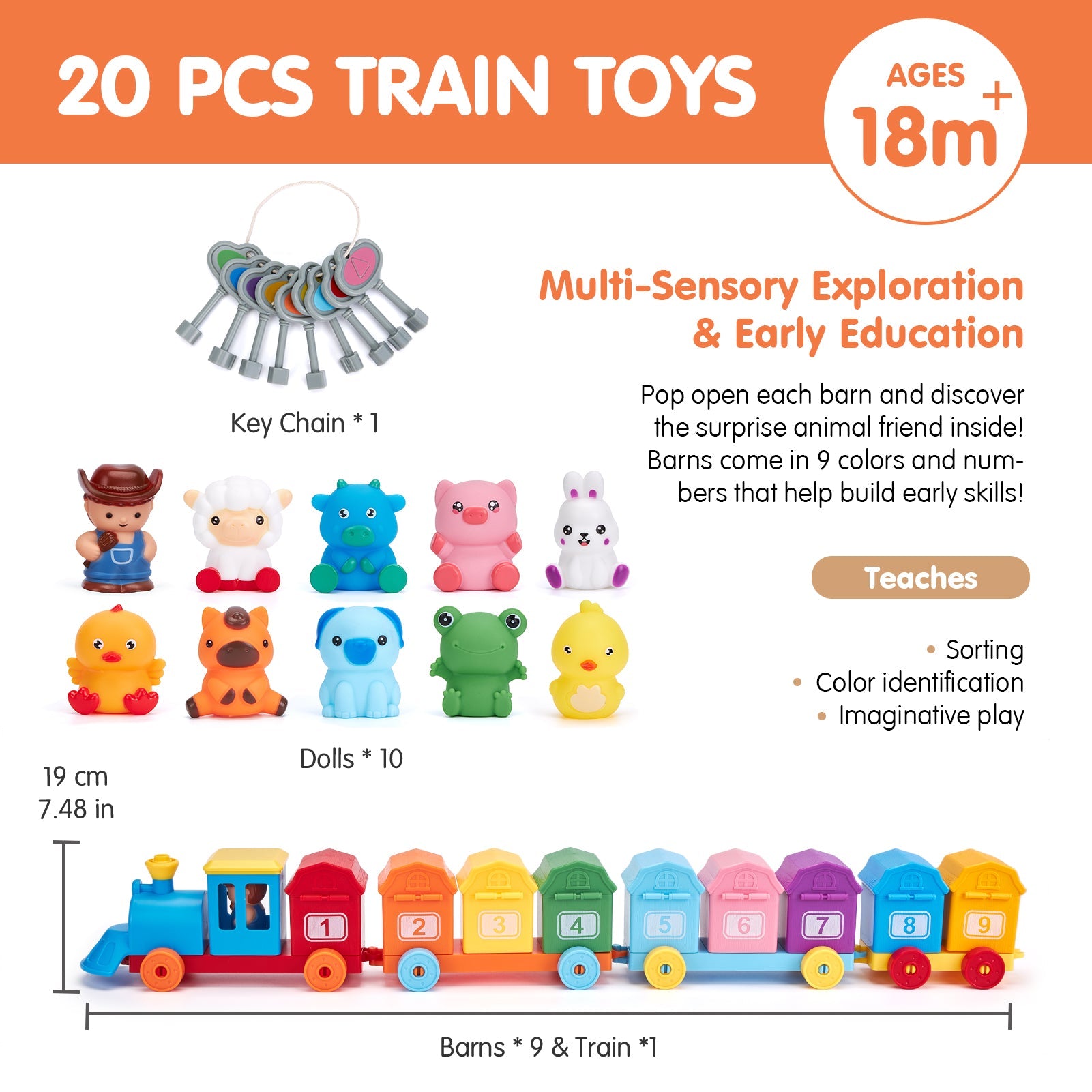 Montessori Train Set with Farm Animals
