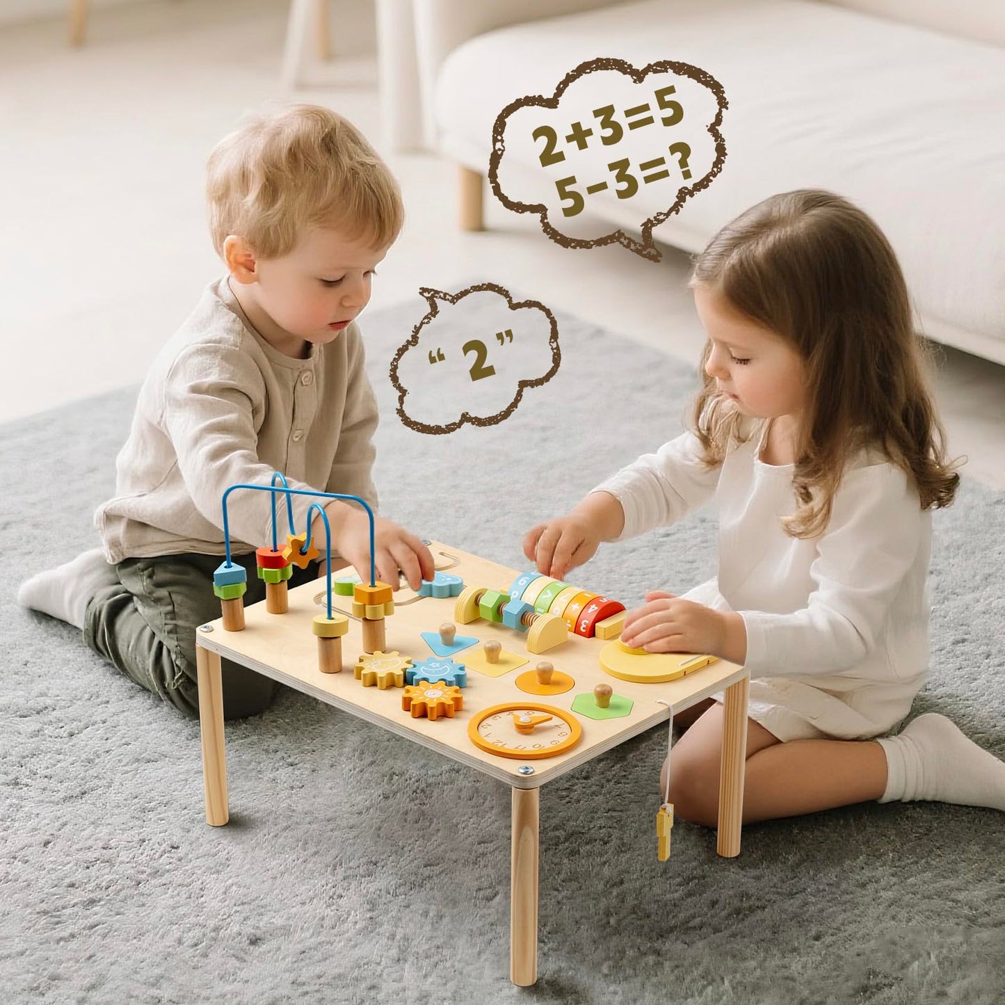 8-in-1 Montessori Activity Table – Macaron Colors & Fine Motor Skills