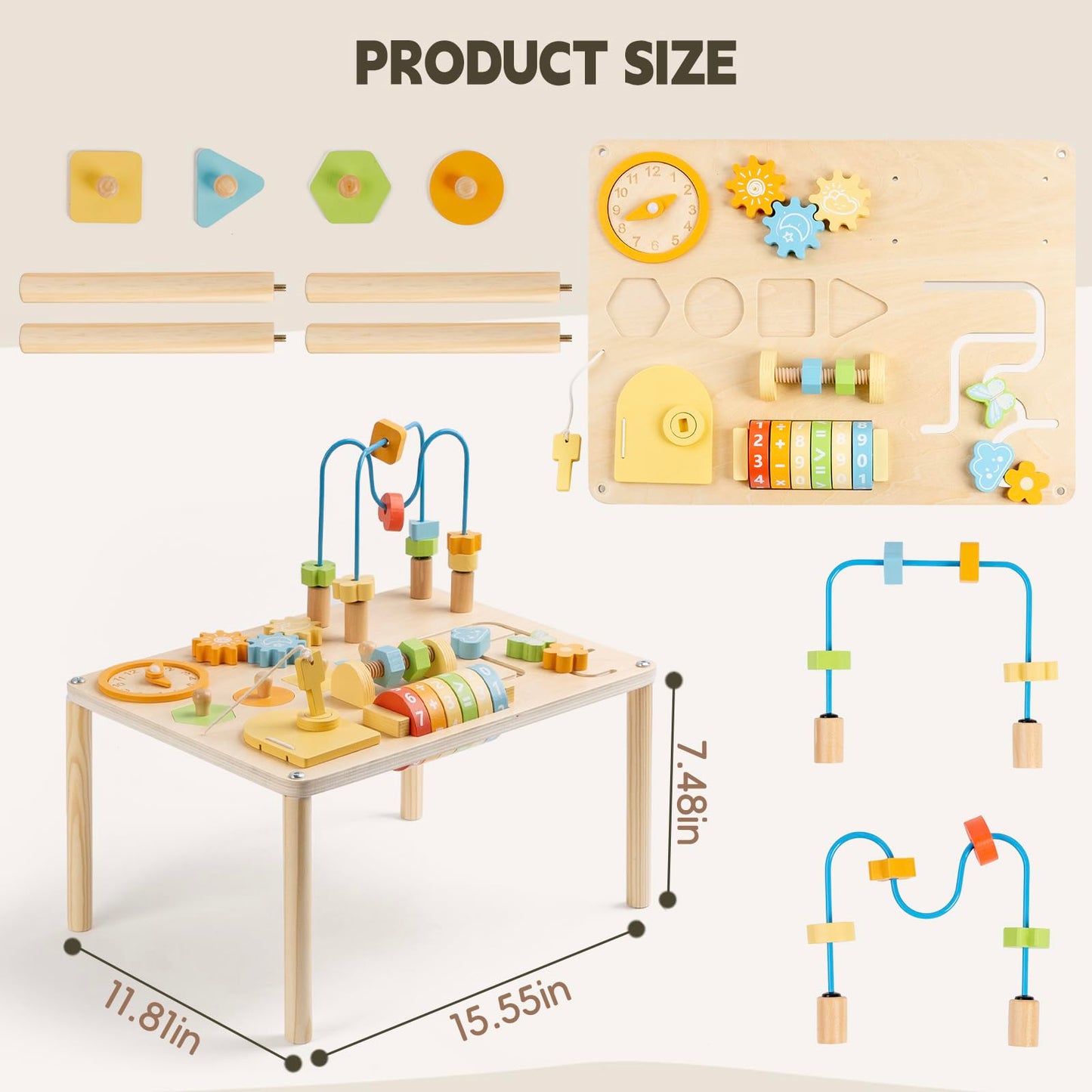 8-in-1 Montessori Activity Table – Macaron Colors & Fine Motor Skills