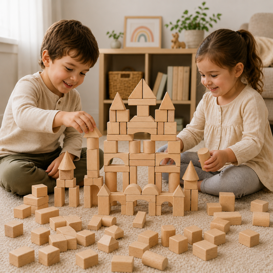 100-Piece Wooden Building Blocks Set for Creative Play