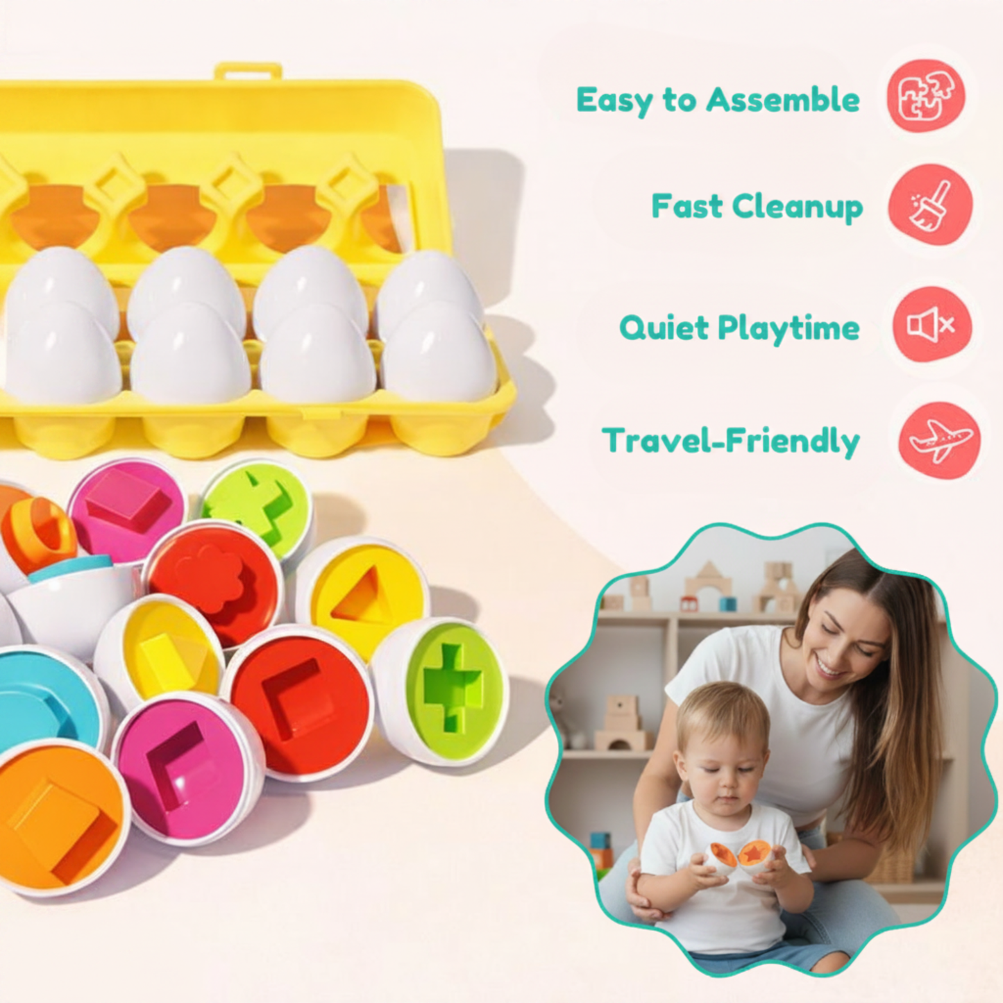 Montessori Geometric Eggs Shape Sorting Toy