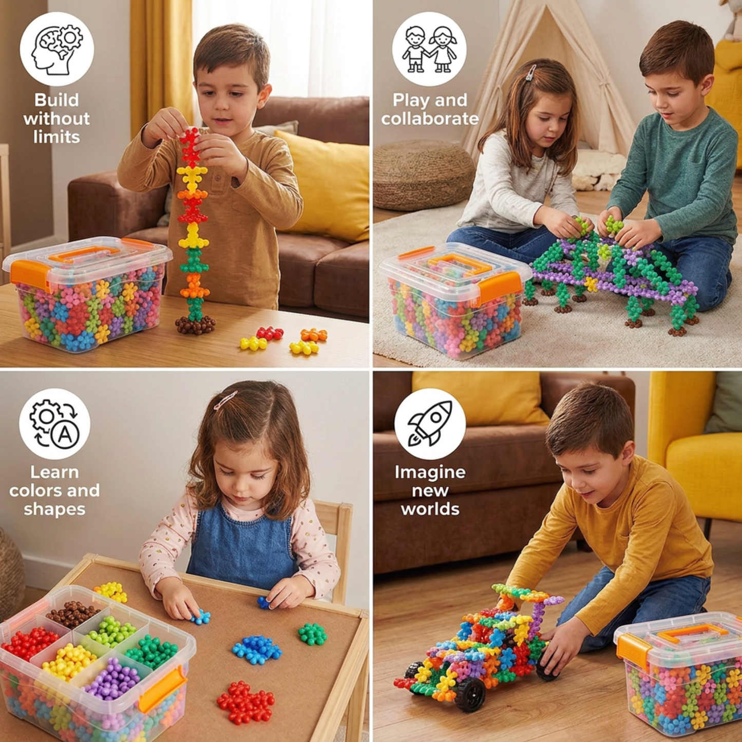 Montessori Snowflake Building Blocks