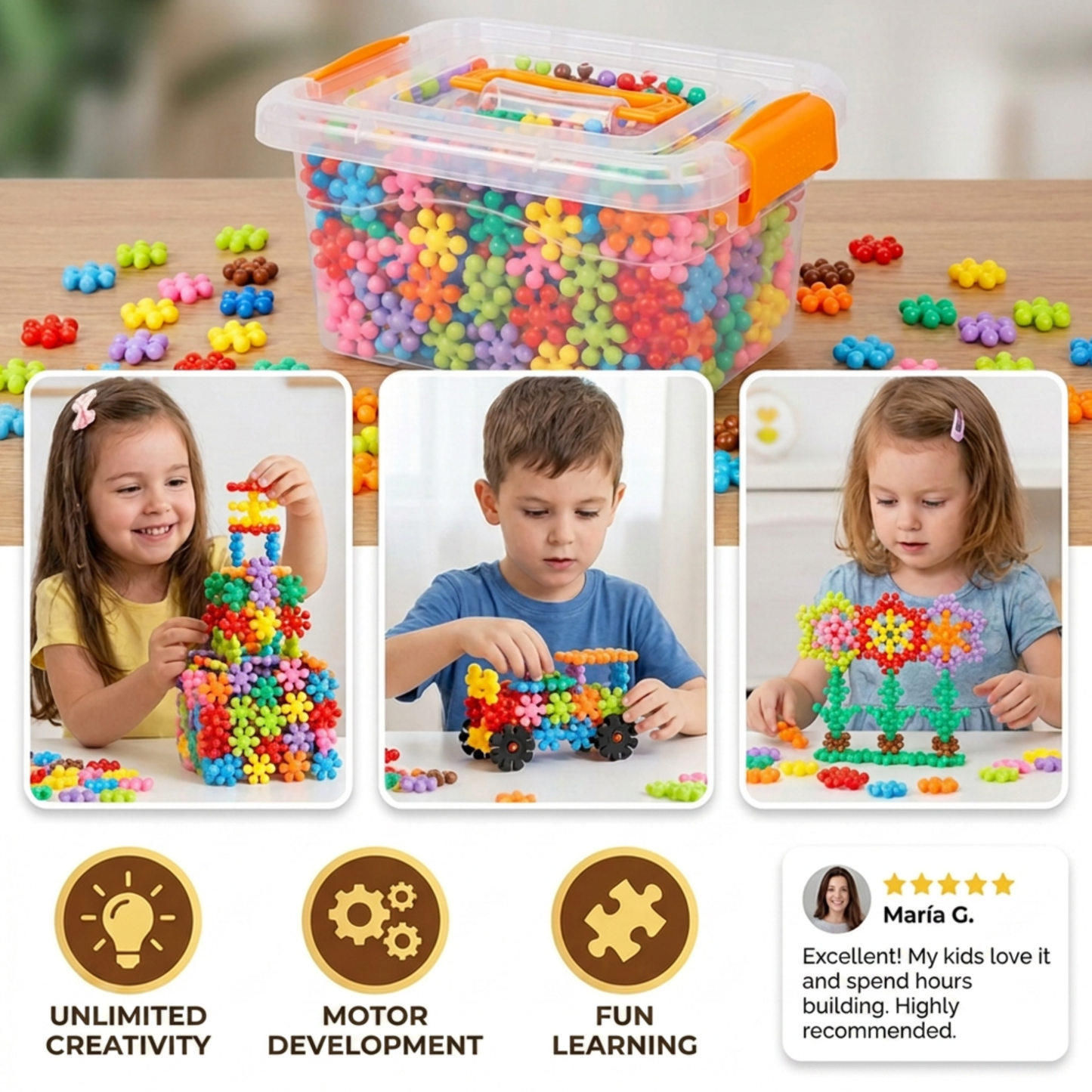 Montessori Snowflake Building Blocks