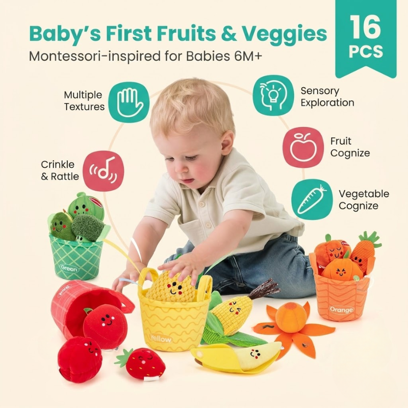 Tumble & Twig Sensory Fruits & Veggies Sorting Set