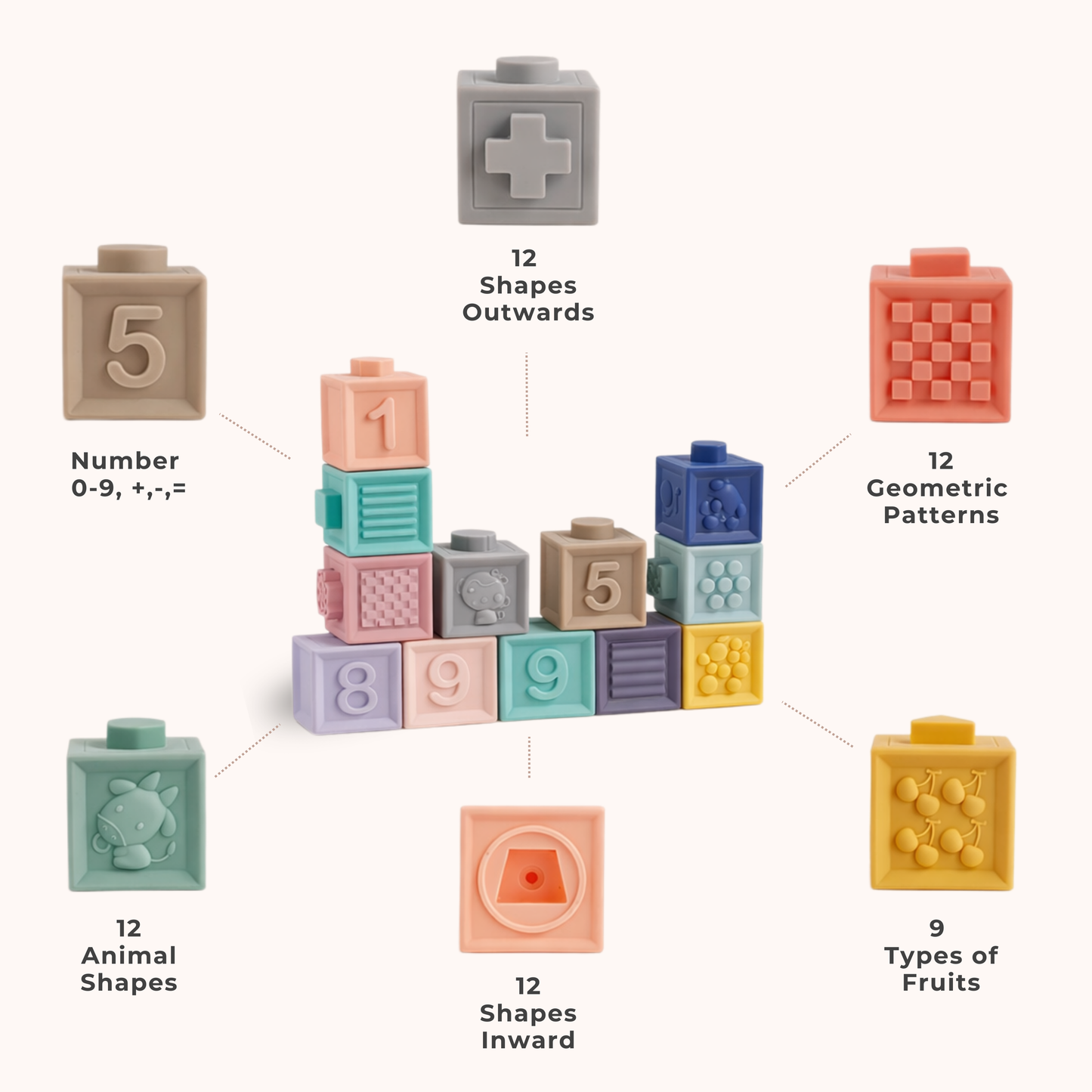 Soft Silicone Building Blocks for Babies