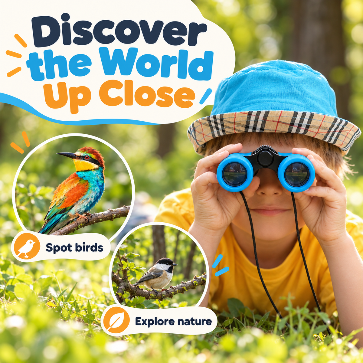 Kids Explorer Binoculars | Real 4x Magnification for Little Adventurers