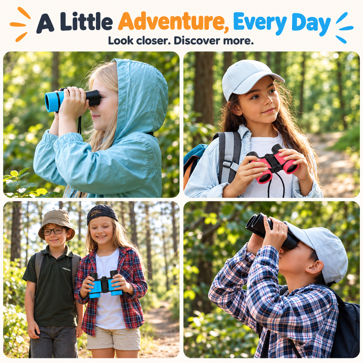 Kids Explorer Binoculars | Real 4x Magnification for Little Adventurers