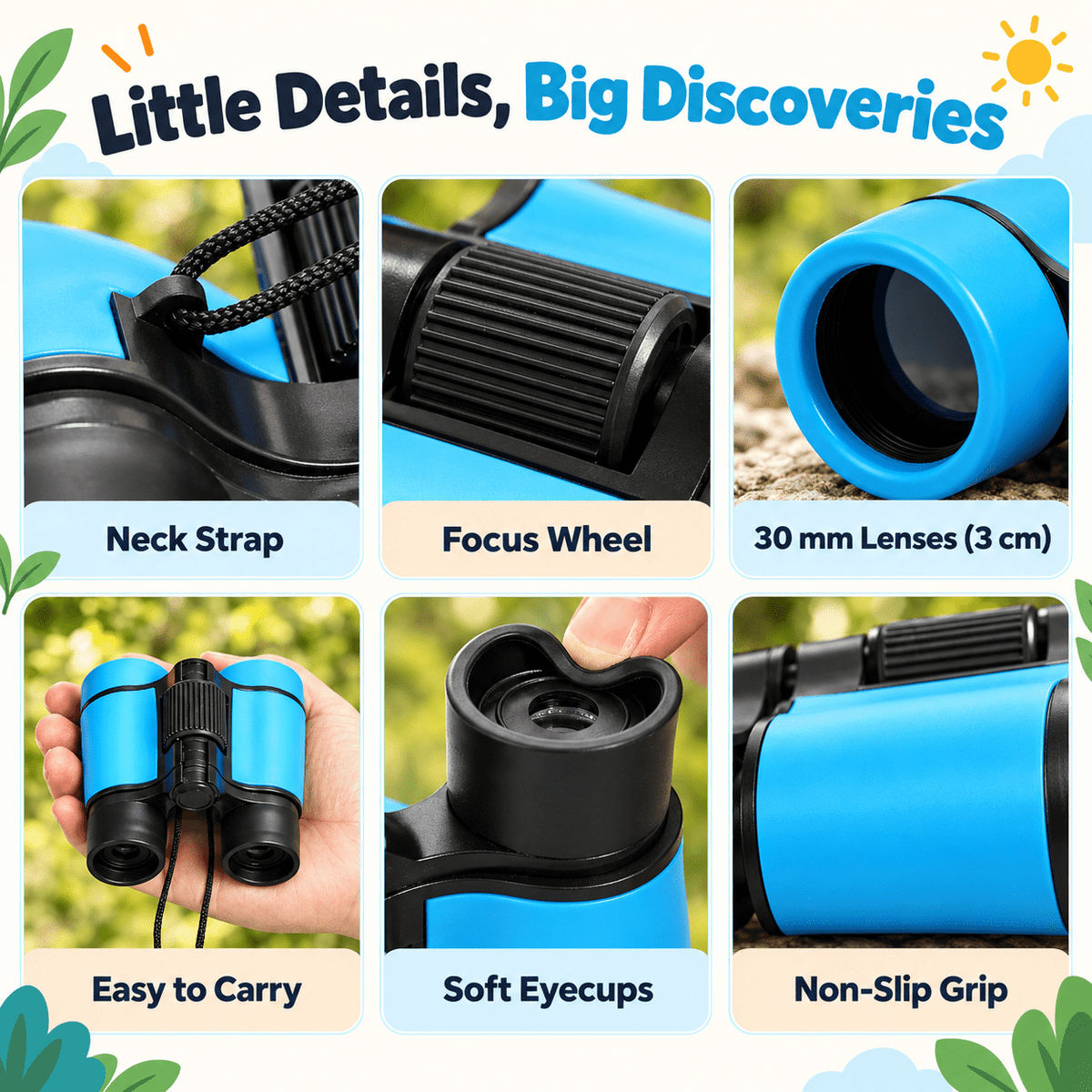 Kids Explorer Binoculars | Real 4x Magnification for Little Adventurers