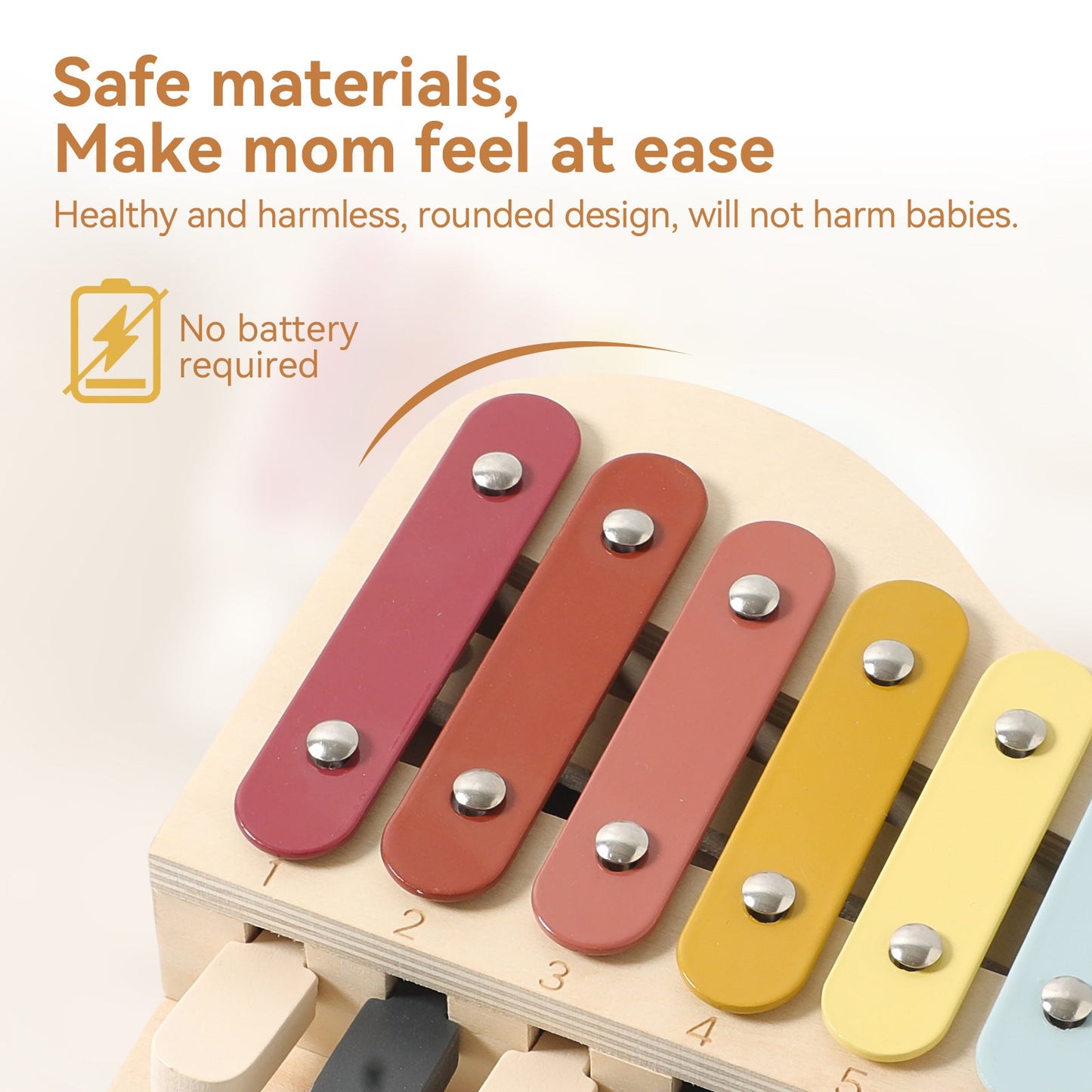 2-in-1 Wooden Xylophone & Piano for Toddlers