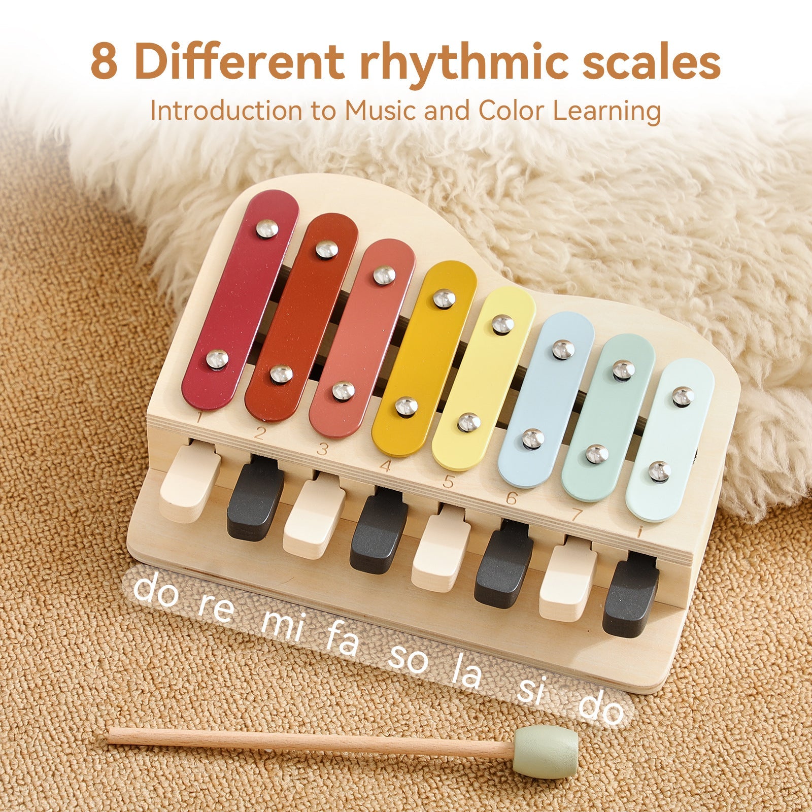 2-in-1 Wooden Xylophone & Piano for Toddlers