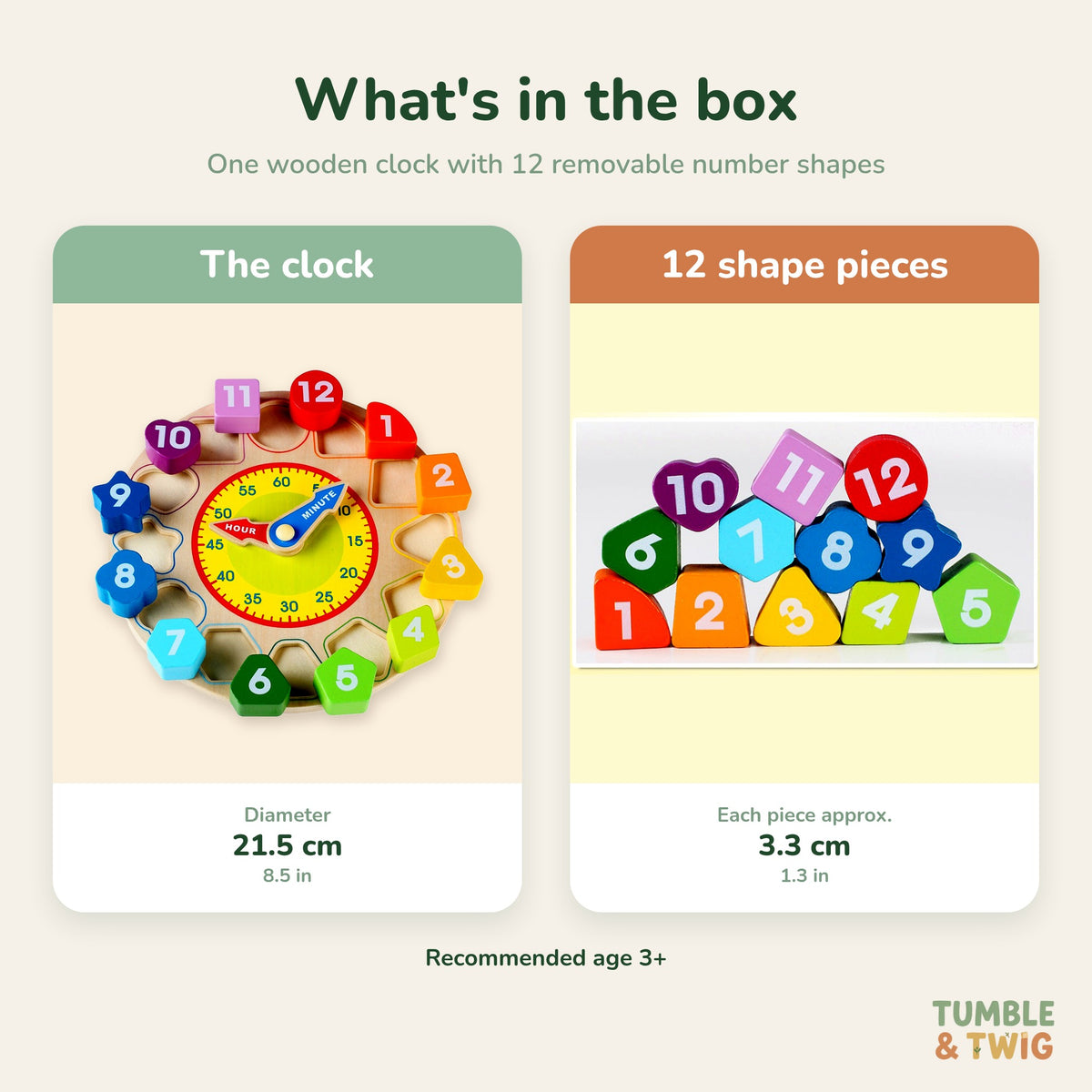 Tumble & Twig's Wooden Learning Clock